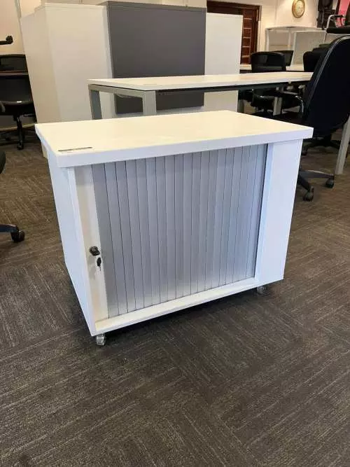 Lockable Roller Door Credenza on Wheels